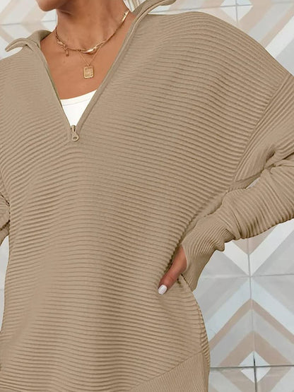 Half Zip Long Sleeve Knit Top Trendsi