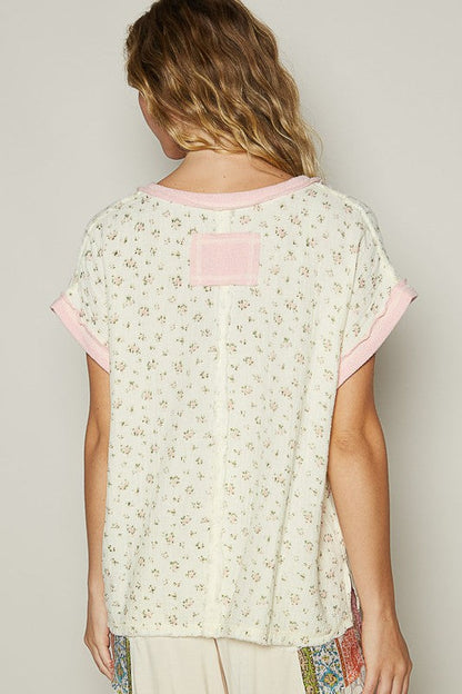 POL Floral V-Neck Short Sleeve T-Shirt Trendsi