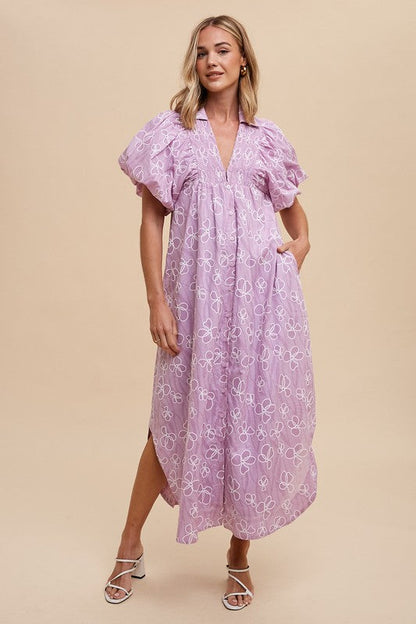 Annie Wear Floral Smock Detail Puff Sleeve Dress Trendsi