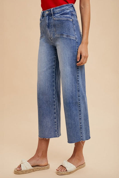 Annie Wear High Rise Wide Leg Jeans Trendsi