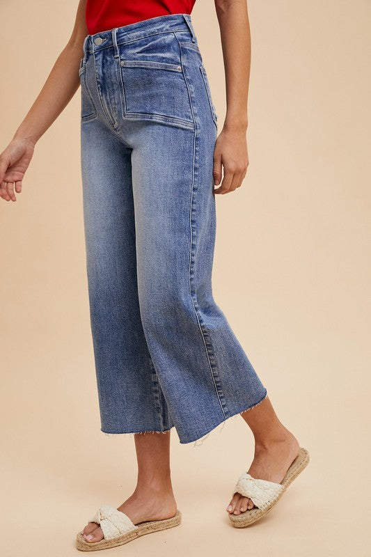 Annie Wear High Rise Wide Leg Jeans Trendsi