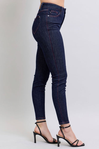 Judy Blue Full Size Heart Shaped Back Pockets Skinny Jeans Trendsi