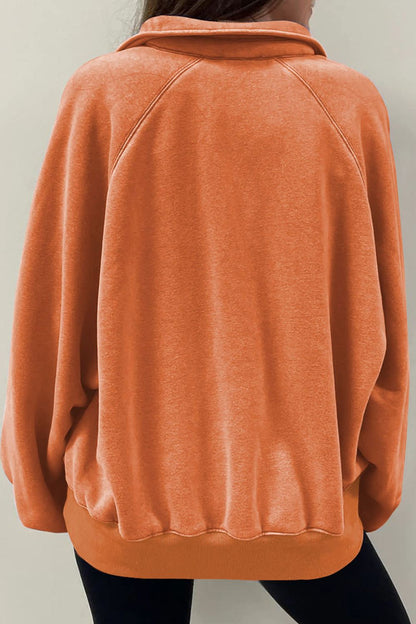 Half Snap Long Sleeve Sweatshirt Trendsi