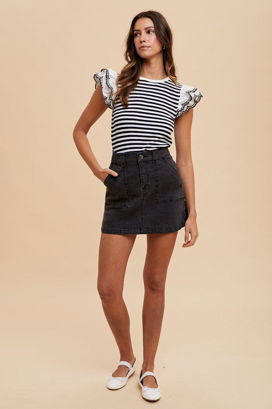 Annie Wear Cargo Denim Mini Skirt Trendsi