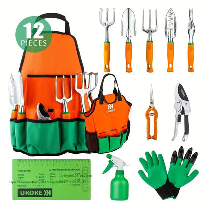 12-Piece Aluminum Garden Tool Set with Apron – Heavy Duty-World Bazaar Life