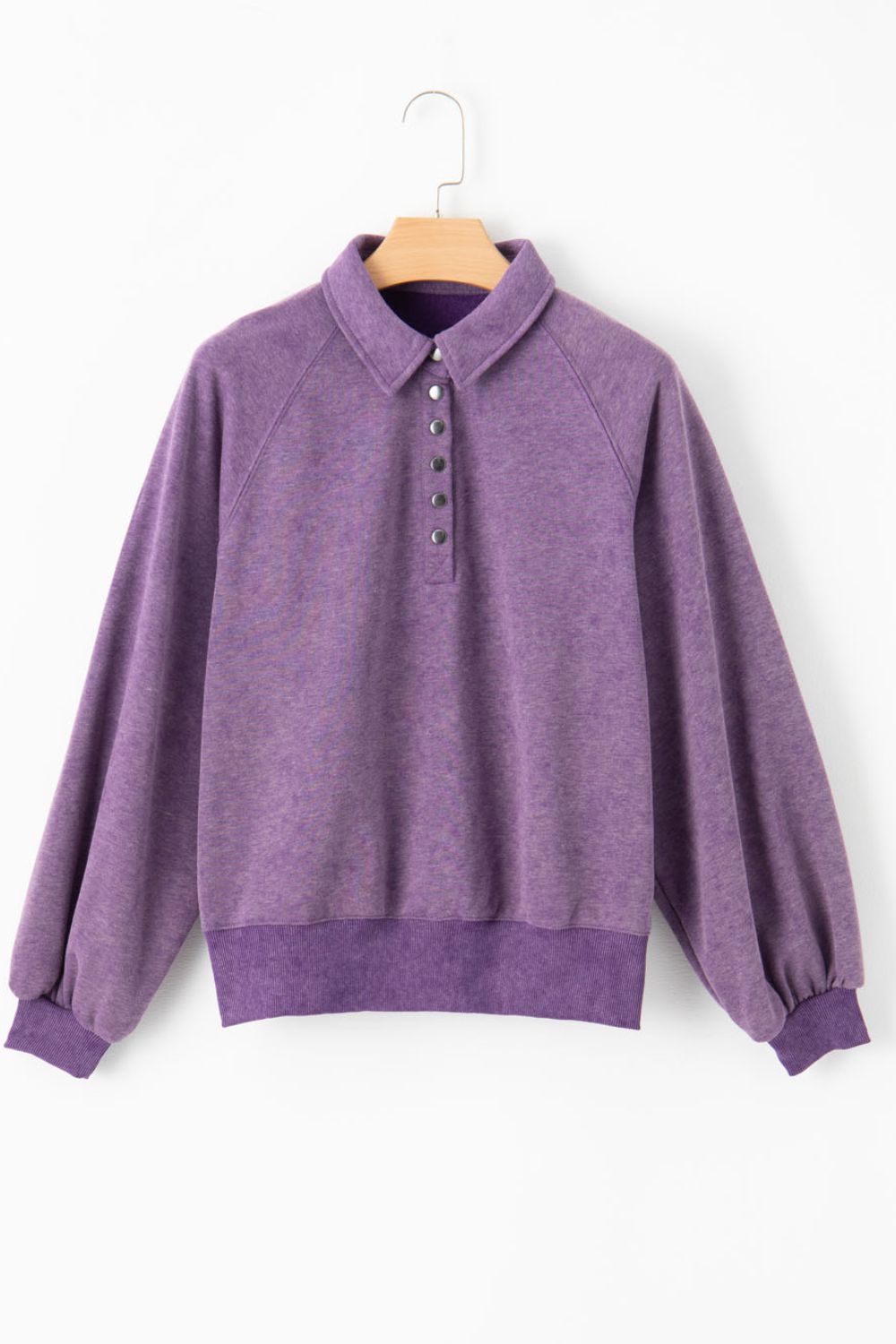 Half Snap Long Sleeve Sweatshirt Trendsi