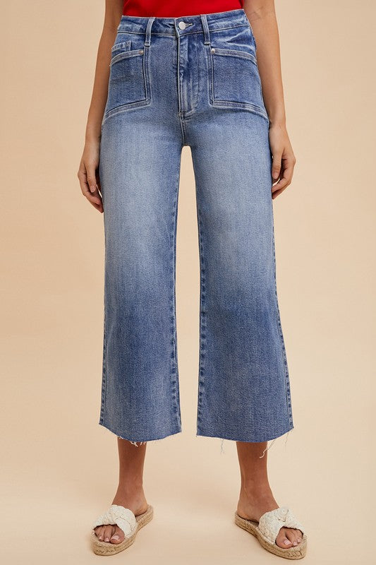 Annie Wear High Rise Wide Leg Jeans Trendsi