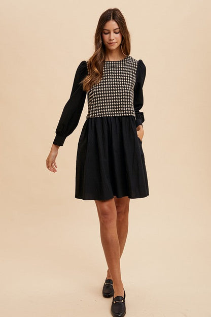 Annie Wear Tie Back Plaid Round Neck Mini Dress Trendsi