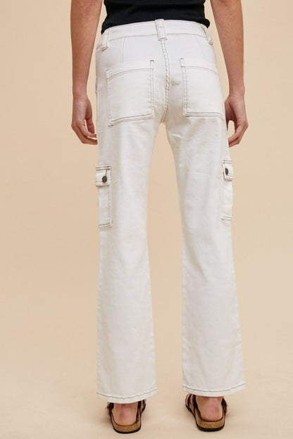 Annie Wear Straight Leg Jeans with Cargo Pockets Trendsi