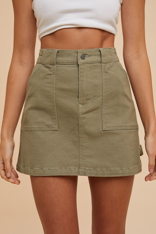 Annie Wear Cargo Denim Mini Skirt Trendsi