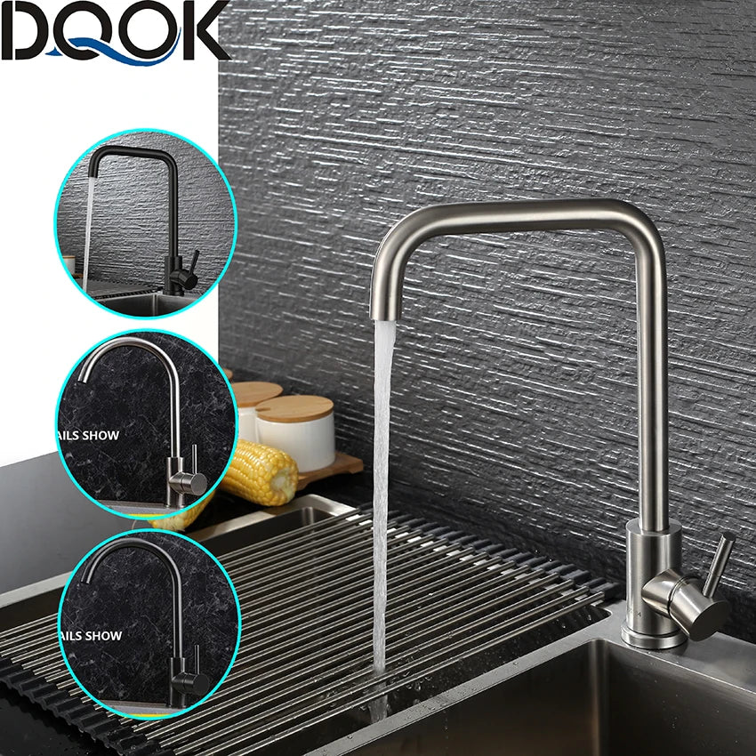 DQOK Black Stainless Steel Kitchen Faucet