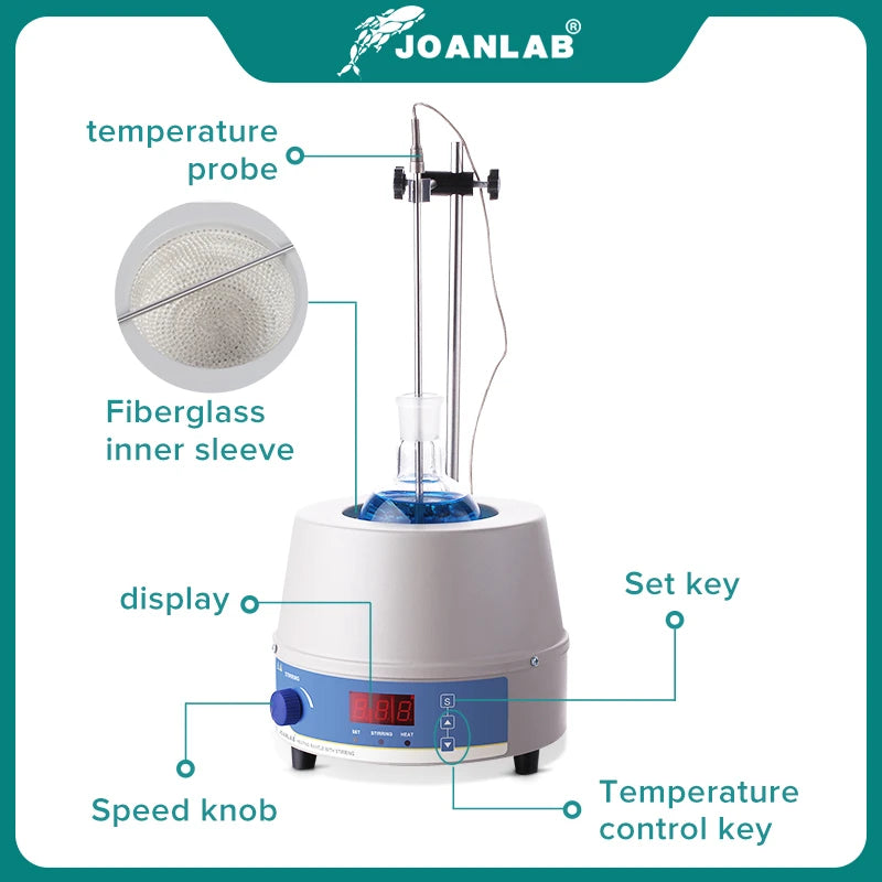 JOANLAB Official Store 1000ml Digital Electric Heating Mantle Magnetic Stirrer Lab Equipment With Thermal Regulator 110v To 220v World Bazaar Life