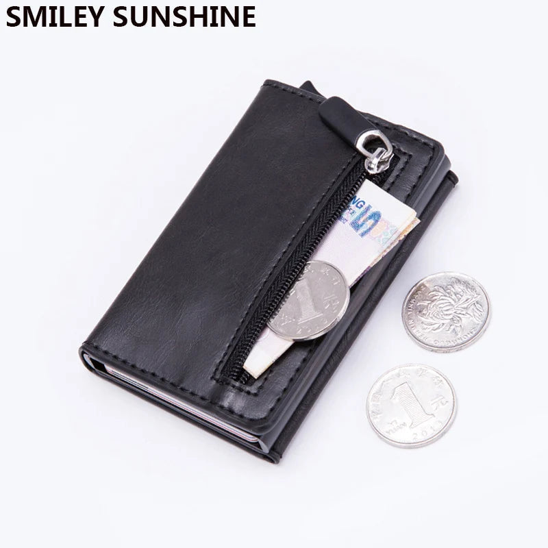 Magnet Rfid Blocking Card Holder Wallets Men Thin Slim Cartera Leather Coin Purse Small Male Black Walet Mini Wallets for Men World Bazaar Life