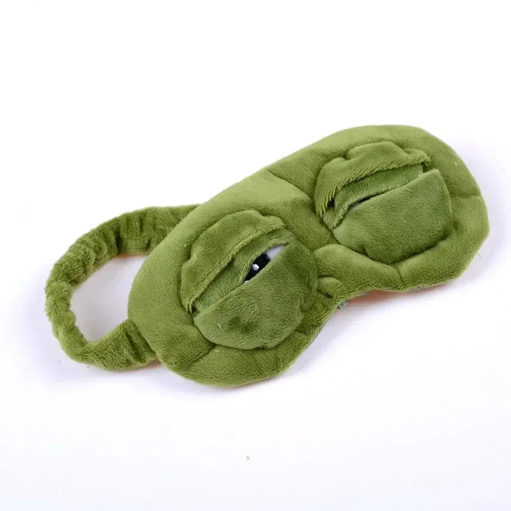 3D Sad Frog Sleep Mask – Soft Travel Eyepatch