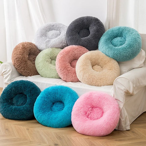 Ultraweiches Donut-Kuschelbett für Hunde und Katzen – Winterwarmes, waschbares Kissenbett, bequemes rundes Zwingersofa 