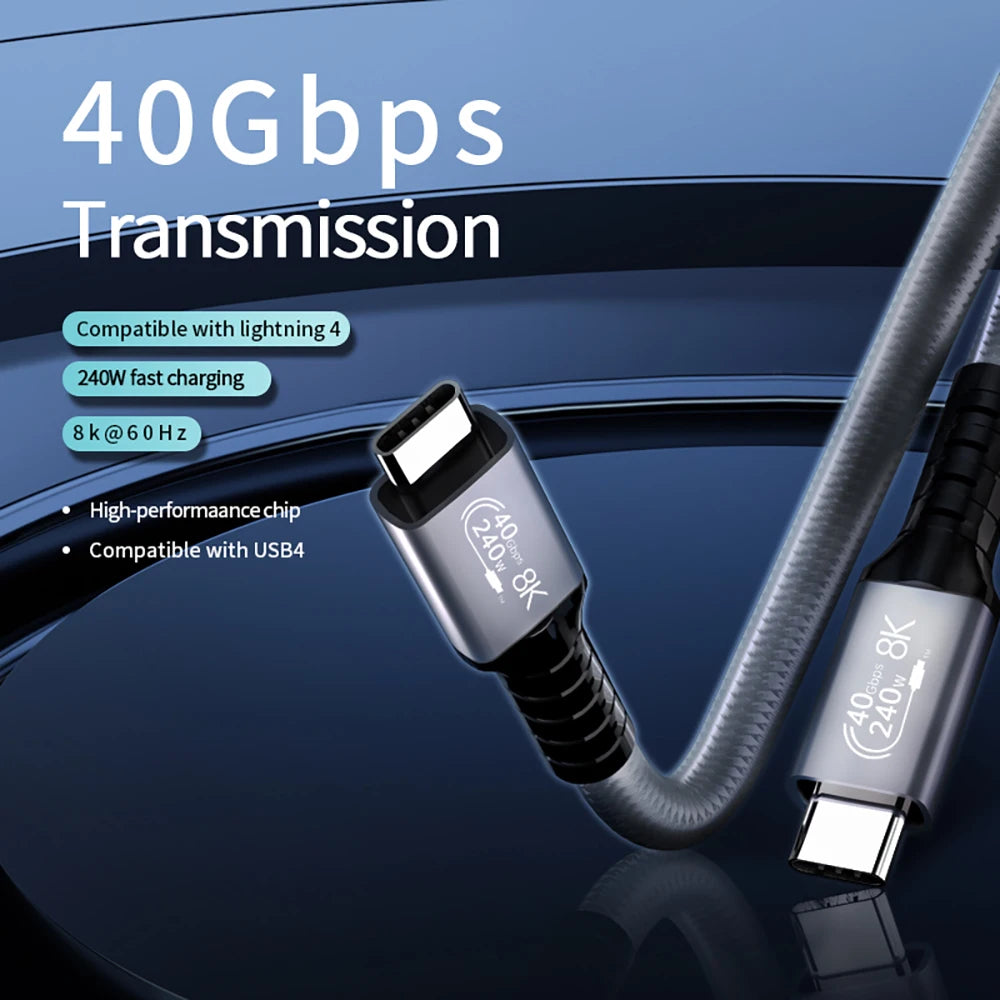 UGOURD USB4 Cable 40Gbps 240W Thunderbolt 4 Type C Fast Charging Cable Thunderbolt3 USB C to C Data Transfer  Cable For eGPU