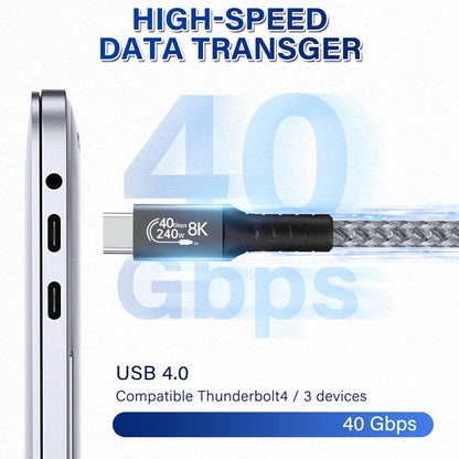 UGOURD USB4 Kablosu 40Gbps 240W Thunderbolt 4 Tip C Hızlı Şarj Kablosu Thunderbolt3 USB C'den C'ye Veri Aktarım Kablosu eGPU İçin