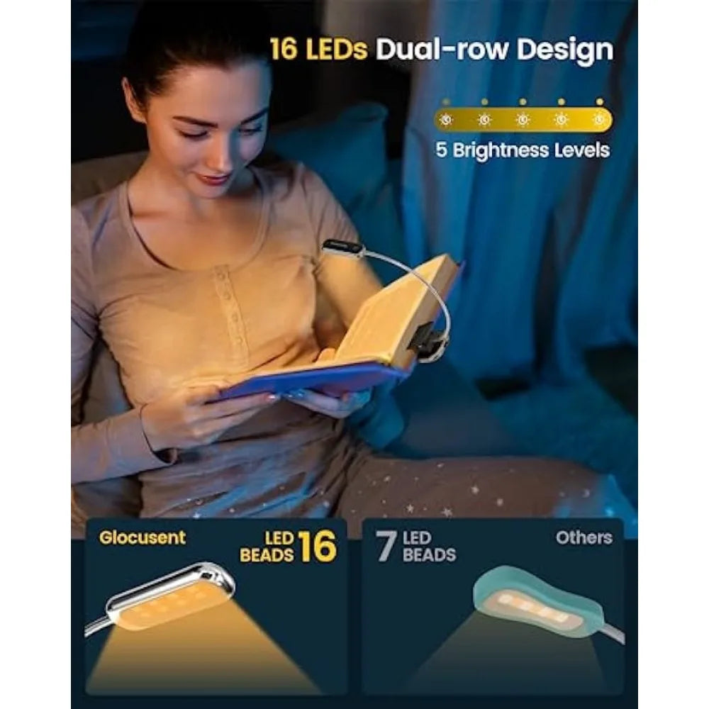 16 LED Şarjlı Mini Kitap Işığı - Okuma ve Gece Lambası-World Bazaar Life