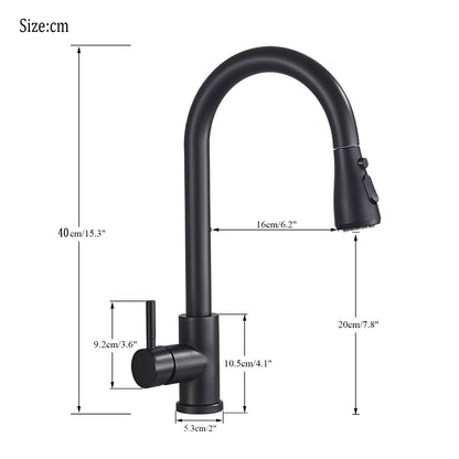 Black Pull-Out Kitchen Faucet with Sprayer World Bazaar Life