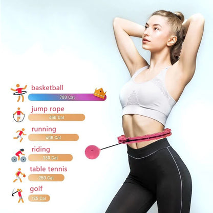 Adjustable Smart Weighted Fitness Hoop with Detachable 360 Degree Ball, Auto Rotate, Suitable for Plus Size, 24-inch Size