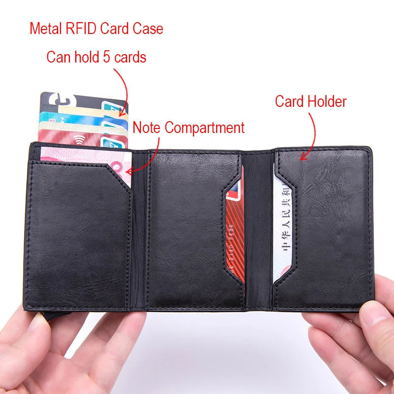 Magnet Rfid Blocking Card Holder Wallets Men Thin Slim Cartera Leather Coin Purse Small Male Black Walet Mini Wallets for Men World Bazaar Life