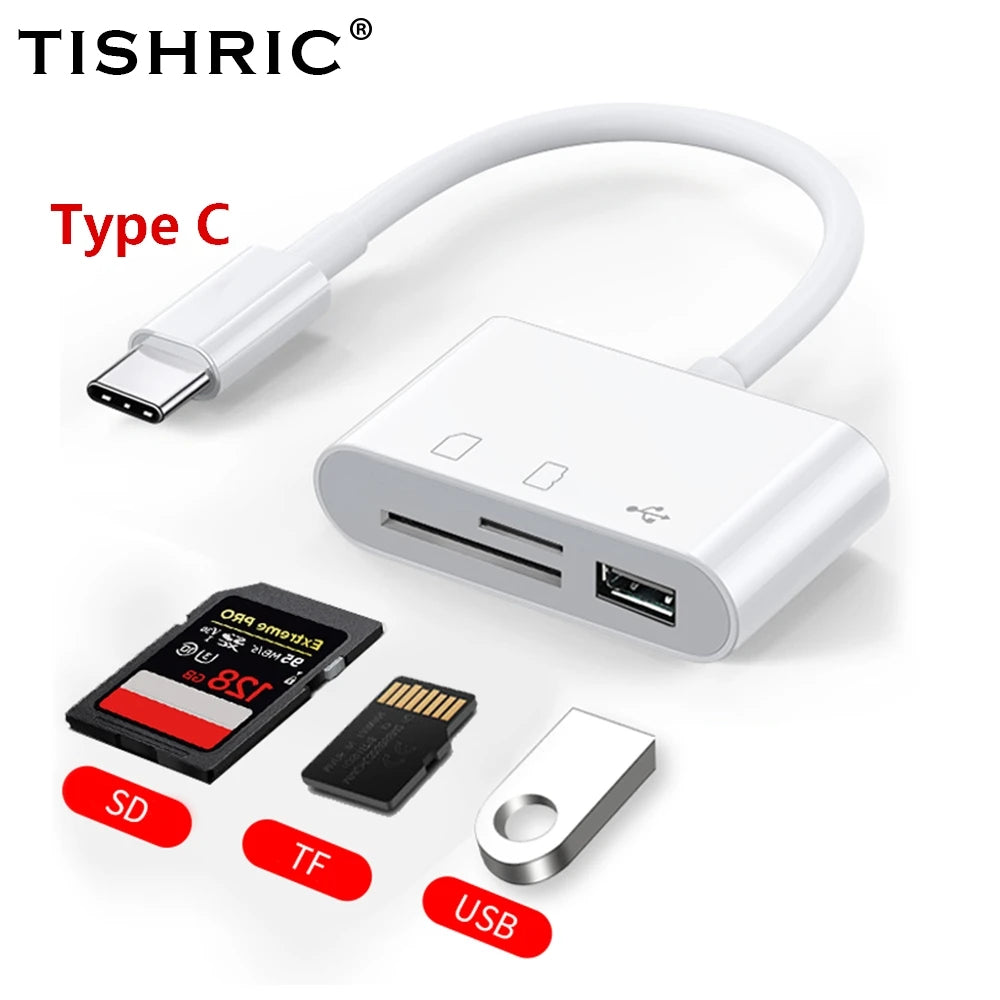 TISHRIC Micro USB Type C Adapter USB TF SD Card Reader USB-C Memory Card Adapter For Macbook Samsung Huawei XiaoMi Laptop Phone World Bazaar Life