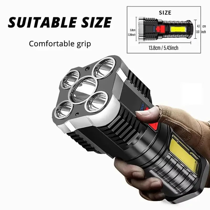 5LED High Power Flashlight - 3 Modes Camping Light