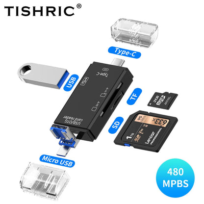 TISHRIC Micro USB Type C Adapter USB TF SD Card Reader USB-C Memory Card Adapter For Macbook Samsung Huawei XiaoMi Laptop Phone World Bazaar Life