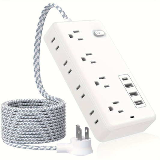 10ft Surge Protector - 8 AC Outlets & 3 USB Ports-World Bazaar Life