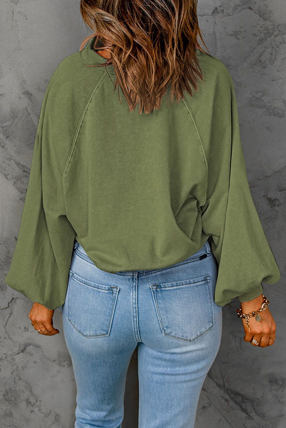 Half Snap Long Sleeve Sweatshirt Trendsi