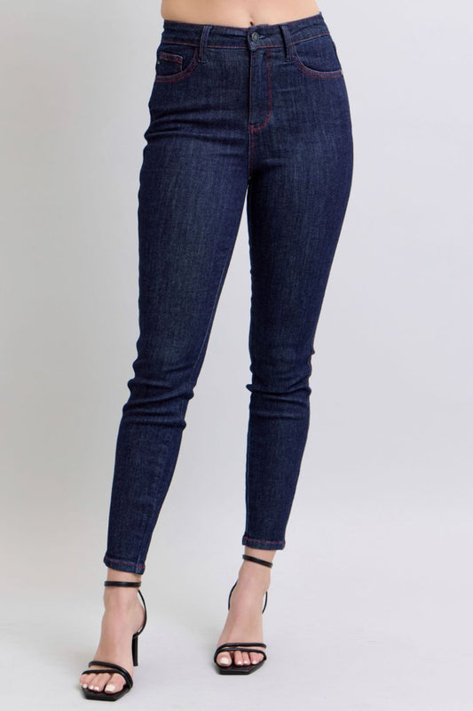 Judy Blue Full Size Heart Shaped Back Pockets Skinny Jeans Trendsi