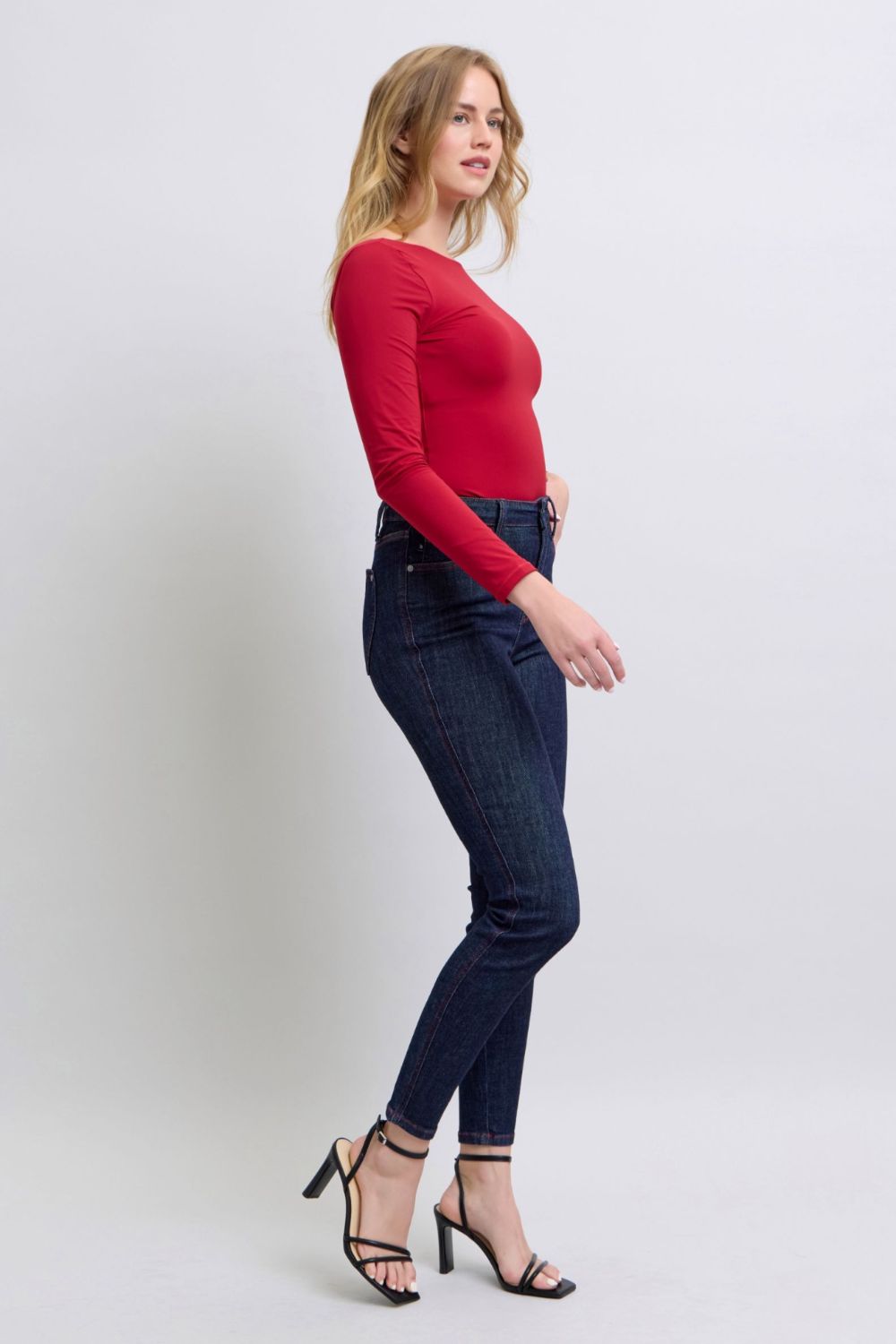 Judy Blue Full Size Heart Shaped Back Pockets Skinny Jeans Trendsi