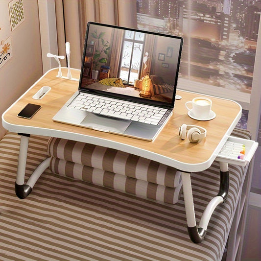 Ultra Large Laptop Bed Table – Foldable Tray with USB & Fan