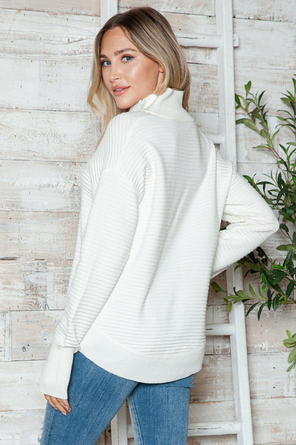 Half Zip Long Sleeve Knit Top Trendsi