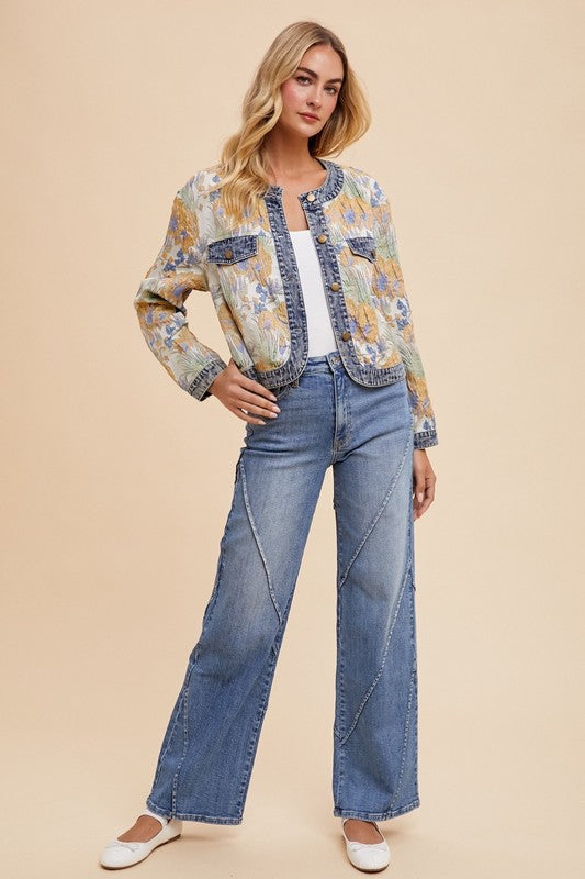 Annie Wear Decorative Seams Wide Leg Jeans Trendsi