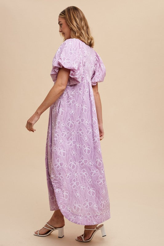 Annie Wear Floral Smock Detail Puff Sleeve Dress Trendsi