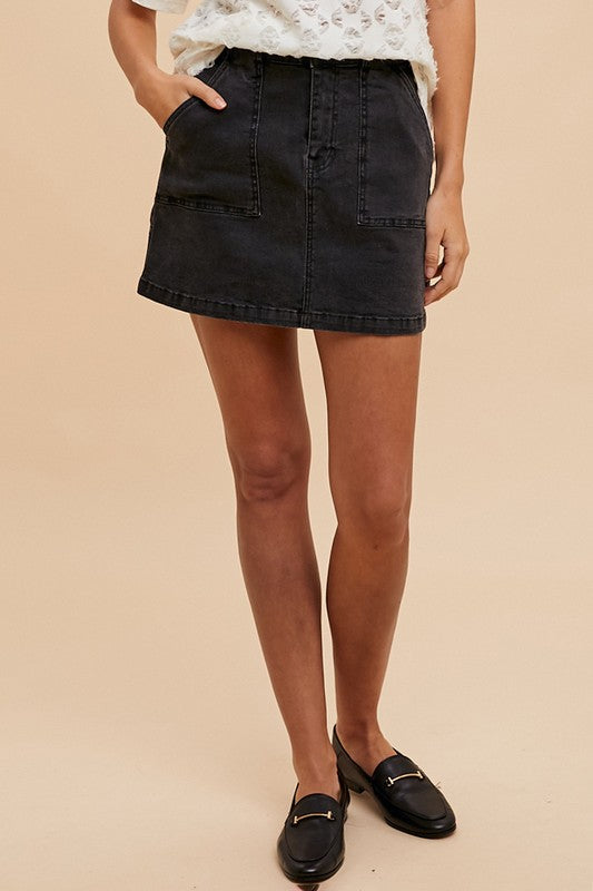 Annie Wear Cargo Denim Mini Skirt Trendsi