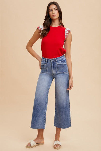 Annie Wear High Rise Wide Leg Jeans Trendsi