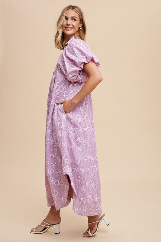 Annie Wear Floral Smock Detail Puff Sleeve Dress Trendsi