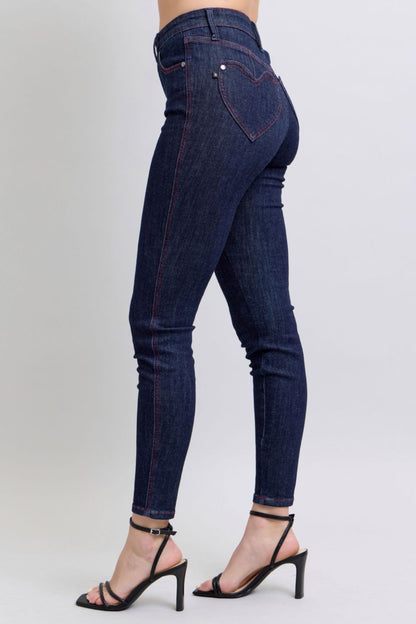 Judy Blue Full Size Heart Shaped Back Pockets Skinny Jeans Trendsi