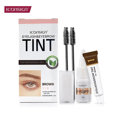 ICONSIGN Eyelash Eyebrow Dye Tint Kit Brow Enhancer Mascara Lift Tinting Tattoo Eyes Makeup Tools - Image #1