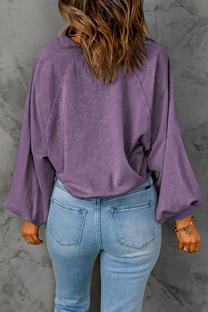 Half Snap Long Sleeve Sweatshirt Trendsi