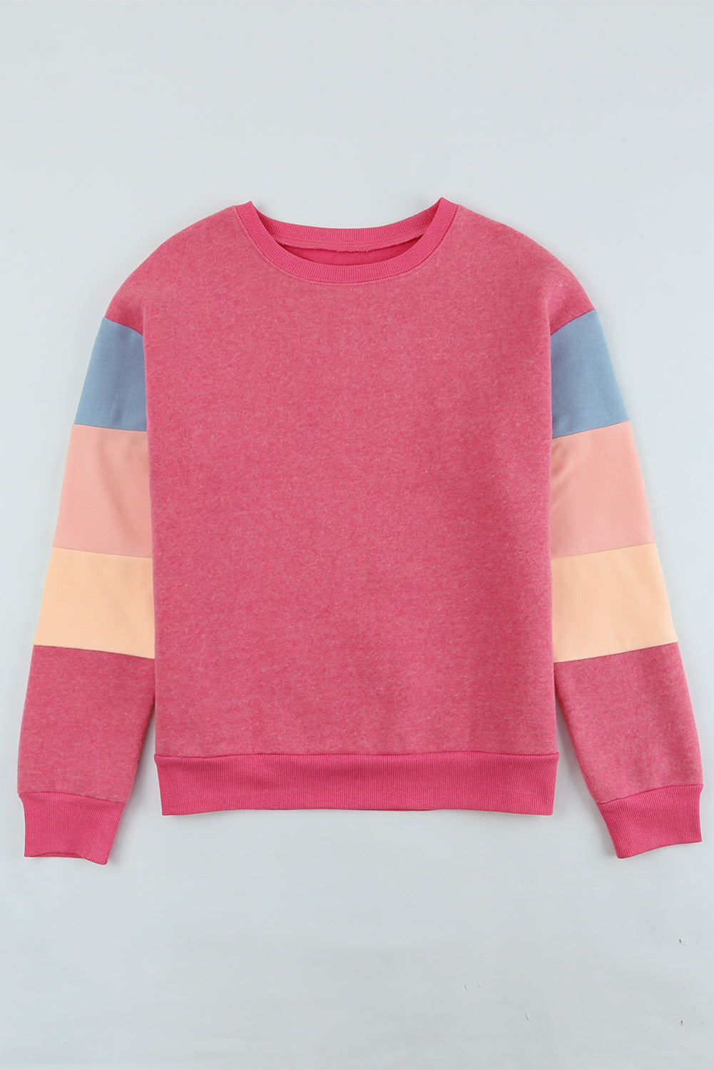 Color Block Round Neck Long Sleeve Sweatshirt Trendsi