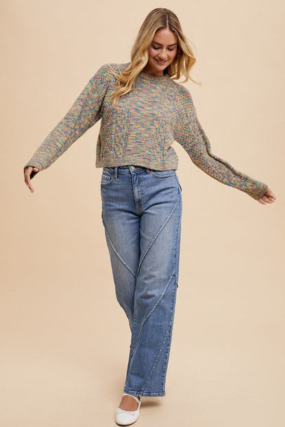 Annie Wear Decorative Seams Wide Leg Jeans Trendsi