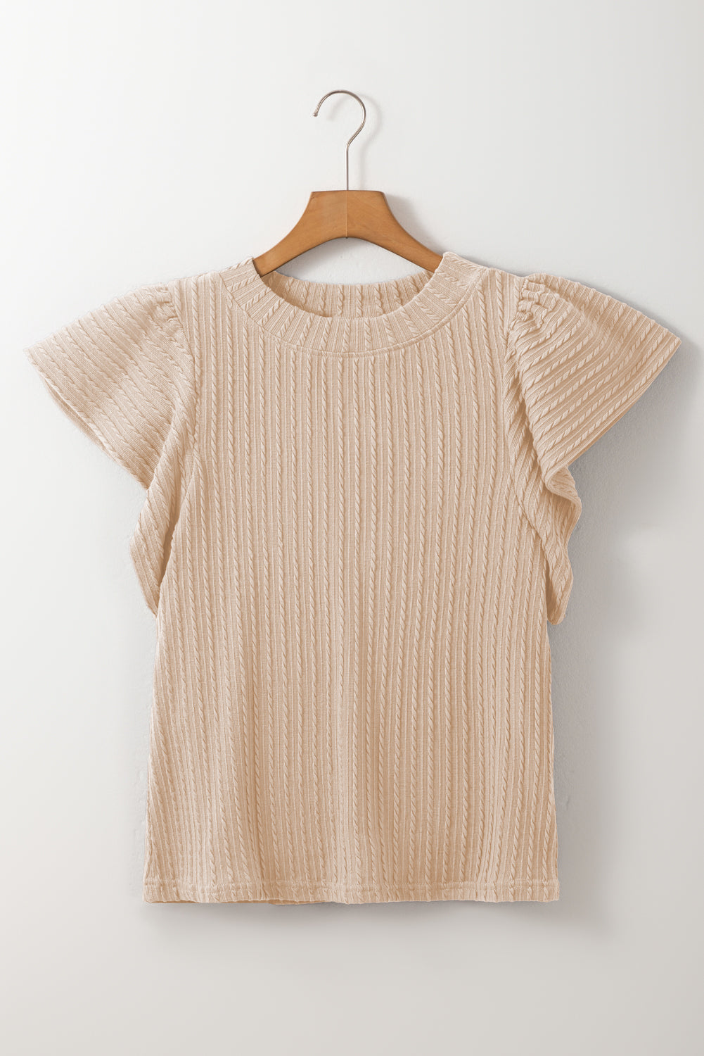 Texture Round Neck Cap Sleeve Top Trendsi